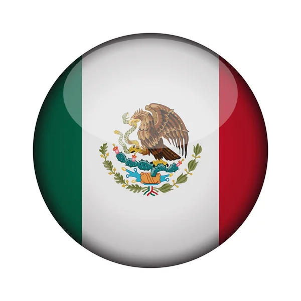 Mexico Bandeira Brilhante Botão Redondo Ícone Emblema Mexicano Isolado Fundo —  Vetores de Stock