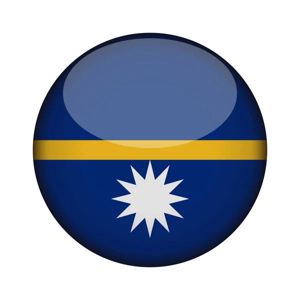 光沢のある ナウルの国旗アイコンのボタンをラウンドします ナウルのエンブレムは 白い背景で隔離 国家概念の標識です 独立記念日 ベクトル図 — ストックベクタ