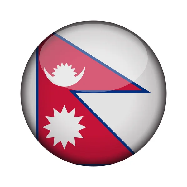 Nepal Bandera Brillante Botón Redondo Del Icono Emblema Nepal Aislado — Archivo Imágenes Vectoriales