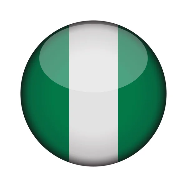 Nigeria Bandeira Brilhante Botão Redondo Ícone Nigeria Emblema Isolado Fundo —  Vetores de Stock