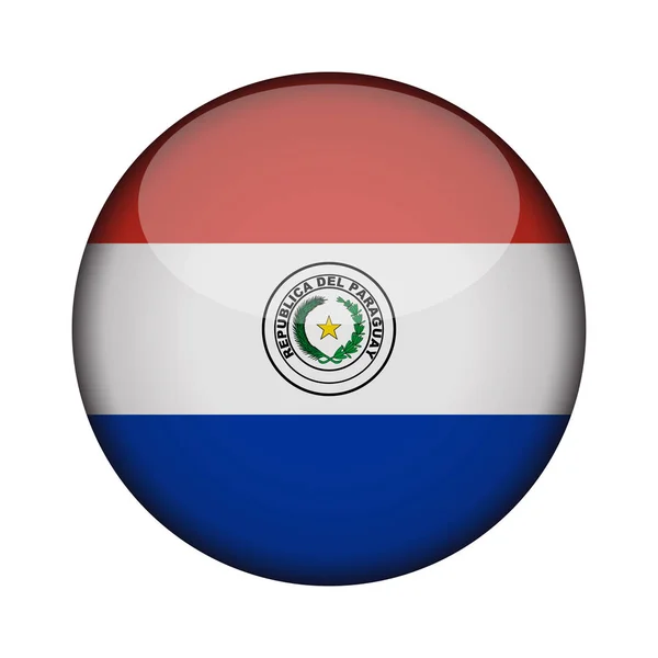 Прапор Парагваю Глянцевих Круглі Кнопки Піктограми Герб Парагваю Ізольовані Білому — стоковий вектор