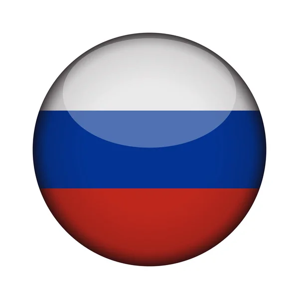 Oroszország Zászlót Fényes Kerek Gomb Ikon Oroszország Jelkép Elszigetelt Fehér — Stock Vector