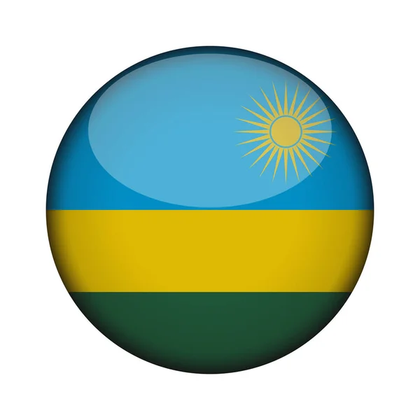 Rwanda Bandera Brillante Botón Redondo Del Icono Emblema Ruanda Aislado — Archivo Imágenes Vectoriales