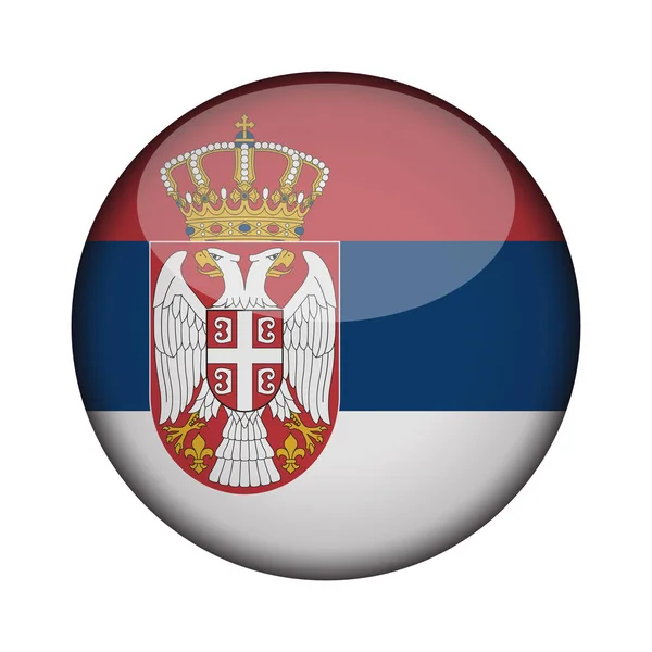 Serbia Flag Glossy Button Icon Serbia Emblem Isolated White Background — Stock Vector