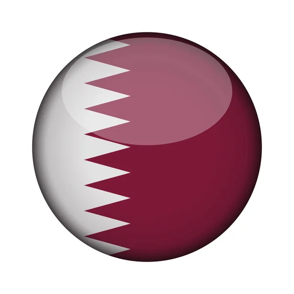 Qatar Flag Glossy Button Icon Qatar Emblem Isolated White Background — Stock Vector