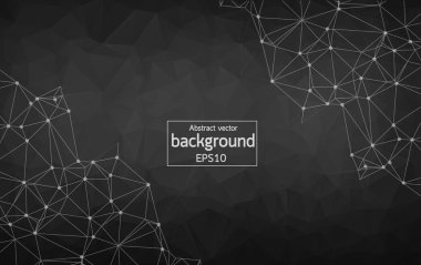 Bağlantılı noktalar ve çizgiler, bağlantı yapısı, fütüristik hud arka plan, vektör çizim ile soyut poligonal siyah arka plan