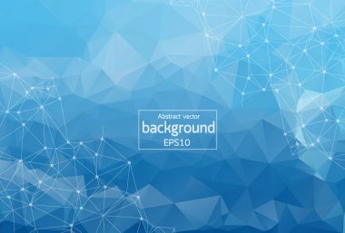 Bağlantılı noktalar ve çizgiler, bağlantı yapısı, fütüristik hud arka plan, vektör çizim ile soyut poligonal mavi arka plan