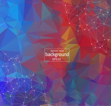 Geometrik Retro poligonal arka plan molekül ve iletişim. Bağlantılı çizgilerin noktalı. Minimalizm arka plan. Bilim, kimya, biyoloji, tıp, teknoloji kavramı.