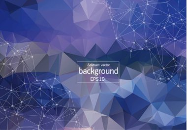 Soyut fütüristik - Lacivert arka planda doğrusal ve çokgen şekilli moleküller teknolojisi. İllüstrasyon Vektörü tasarımı dijital teknoloji kavramı