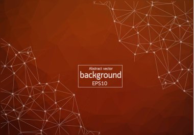 Geometrik koyu kahverengi poligonal arka plan molekül ve iletişim. Bağlantılı çizgilerin noktalı. Minimalizm arka plan. Bilim, kimya, biyoloji, tıp, teknoloji kavramı.