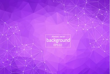 Geometrik Mor Çokgen arka plan molekülü ve iletişim. Noktalarla birleştirilmiş çizgiler. Minimalizm geçmişi. Bilim, kimya, biyoloji, tıp, teknoloji kavramı.