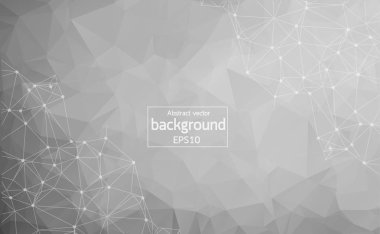 Geometrik gri arka plan molekül ve iletişim. Bağlantılı çizgilerin noktalı. Vektör çizim.