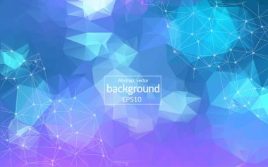 Soyut mor ışık geometrik poligonal arka plan molekül ve iletişim. Bağlantılı çizgilerin noktalı. Bilim, kimya, biyoloji, tıp, teknoloji kavramı.