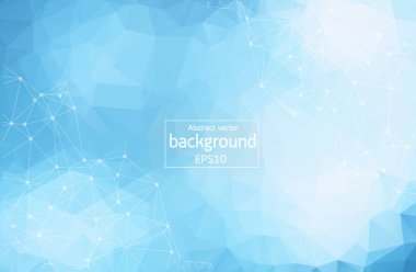 Soyut vektör arka plan. Fütüristik çokgen stilini kartı. İş sunumları için arka plan. Moleküler yapısı. Satırları pleksus 3D. Sibernetik noktalar, yaratıcı banner.