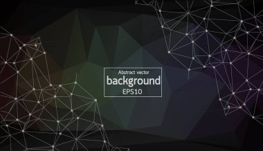 Geometrik koyu poligonal arka plan molekül ve iletişim. Bağlantılı çizgilerin noktalı. Minimalizm arka plan. Bilim, kimya, biyoloji, tıp, teknoloji kavramı.