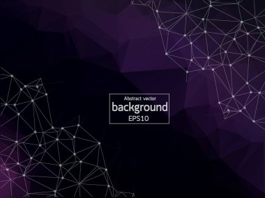 Geometrik koyu mor poligonal arka plan molekül ve iletişim. Bağlantılı çizgilerin noktalı. Minimalizm arka plan. Bilim, kimya, biyoloji, tıp, teknoloji kavramı.