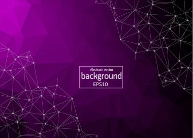 Geometrik Mor Çokgen arka plan molekülü ve iletişim. Noktalarla birleştirilmiş çizgiler. Minimalizm geçmişi. Bilim, kimya, biyoloji, tıp, teknoloji kavramı.
