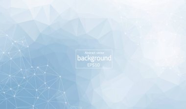 Poligonal arka plan. Düşük Poli, molekül ve bağlı noktalar ve çizgiler ile iletişim. Vektör çizim