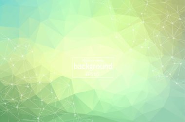 Bağlantılı noktalar ve çizgiler, bağlantı yapısı, fütüristik hud arka plan, vektör çizim ile soyut poligonal yeşil arka plan