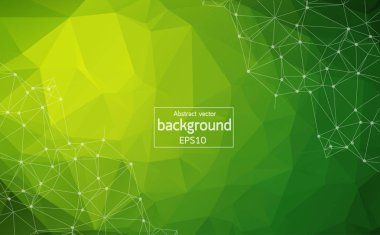 Çok yeşil poligonal uzay arka plan bağlantı noktalar ve çizgiler ile. Geometrik poligonal arka plan molekül ve iletişim. Bilim, kimya, biyoloji, tıp, teknoloji kavramı.