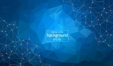 Bağlantılı noktalar ve çizgiler, bağlantı yapısı, fütüristik hud arka plan, vektör çizim ile soyut poligonal mavi arka plan