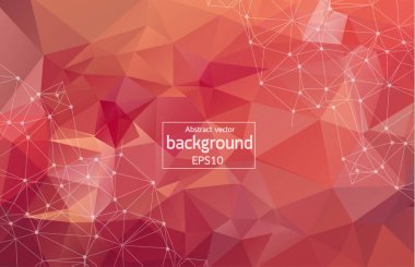 Bağlanma noktalar ve çizgiler Çokgen alanı düşük poli parlak kırmızı arka plan soyut. Bağlantı yapısı. Vektör bilim arka plan. Poligonal vektör arka plan. Fütüristik Hud arka plan. Techno.