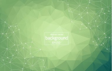 Geometrik Yeşil Poligonal arka plan molekülü ve iletişim. Noktalarla birleştirilmiş çizgiler. Minimalizm geçmişi. Bilim, kimya, biyoloji, tıp, teknoloji kavramı.