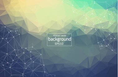 Bağlantılı noktalar ve çizgiler, bağlantı yapısı, fütüristik hud arka plan ile vektör çizim poligonal Vintage arka plan