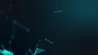 Üçgenler ve noktalar animasyonlar hareketli Soyut Mavi geometrik çizgiler pleksus. Büyük veri teknoloji kavramı.