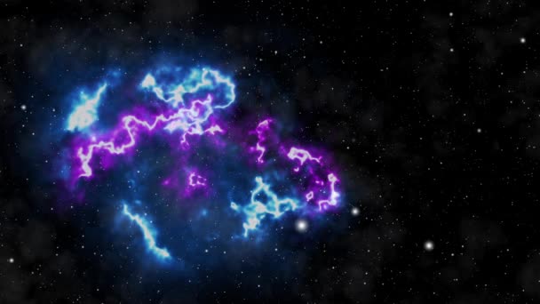 Space Background Camera Flying Blue Magenta Coloured Nebula Stars Everywhere — Stock Video