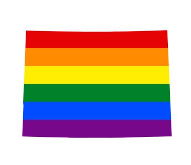 LGBT bayrak harita Colorado. Lgbt (Lezbiyen, gay, biseksüel ve transseksüel) gurur bayrak renkleri vektör gökkuşağı Haritası.