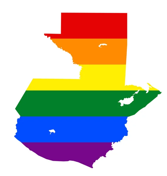 グアテマラの Lgbt の旗の地図 Lgbt レズビアン バイセクシュアル トランスジェンダー プライドの国旗の色のグアテマラのベクトル虹地図 — ストックベクタ