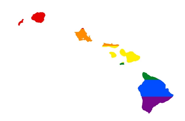 Mapa Bandeira Lgbt Havaí Mapa Arco Íris Vetorial Havaí Cores — Vetor de Stock