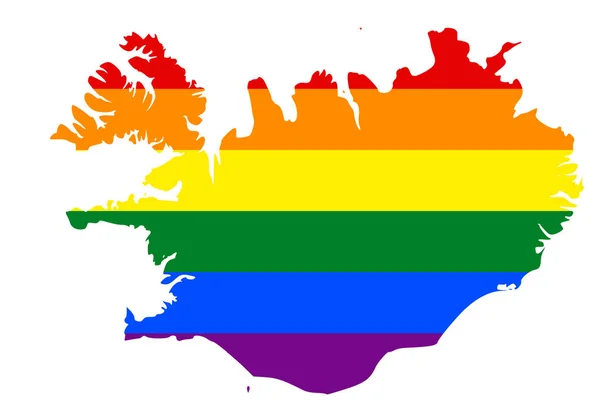 Flaga Lgbt Mapa Islandii Tęcza Wektor Mapa Islandii Kolorach Lgbt — Wektor stockowy