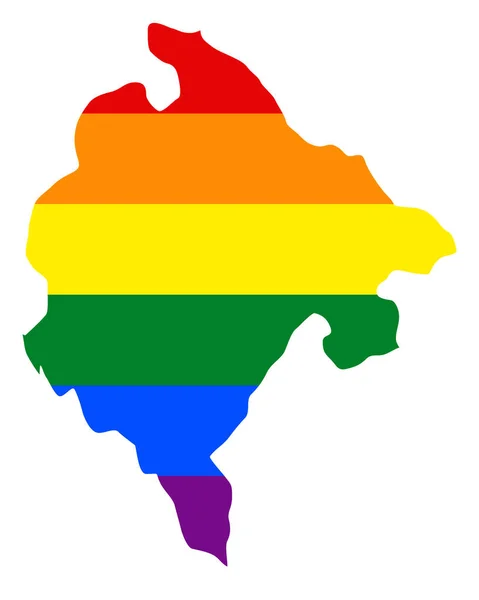 Carte Drapeau Lgbt Monténégro Carte Vectorielle Arc Ciel Monténégro Aux — Image vectorielle