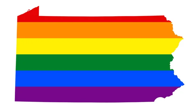 ペンシルベニア州の Lgbt の旗の地図 Lgbt レズビアン バイセクシュアル トランスジェンダー プライドの国旗の色のペンシルバニアのベクトル虹地図 — ストックベクタ