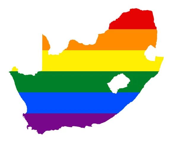 Lgbt Flag Map South Africa Vector Rainbow Map South Africa — Stock Vector