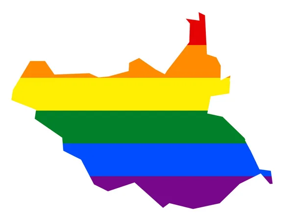 Carte Drapeau Lgbt Soudan Sud Carte Vectorielle Arc Ciel Soudan — Image vectorielle