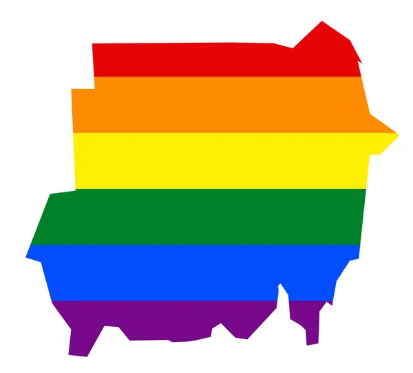 Mapa Bandeira Lgbt Sudão Mapa Arco Íris Vetorial Sudão Cores — Vetor de Stock