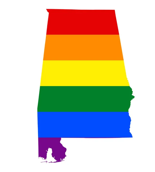 Drapeau Lgbt Carte Alabama — Image vectorielle