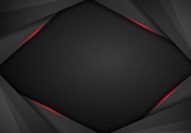 Metalik kırmızı siyah çerçeve düzeni modern teknoloji tasarım şablon arka plan