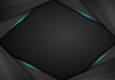 Metalik mavi soyut siyah çerçeve düzeni modern teknoloji tasarım şablon arka plan, siyah ve mavi arka plan. Vektör grafik şablon tasarımı