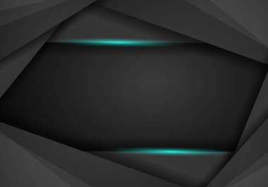 Metalik mavi soyut siyah çerçeve düzeni modern teknoloji tasarım şablon arka plan, siyah ve mavi arka plan. Vektör grafik şablon tasarımı