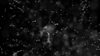 Grafik geometrik arka plan molekül ve bağlantı, beyaz sibernetik noktaları, yıldız, satırları. Güzel pleksus. Soyut yaratıcı kompozisyon, gri duvar kağıdı, alan. Döngü animasyon.