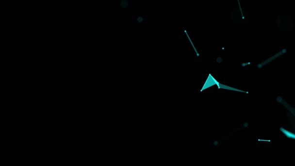 Трехмерная Анимация Глобальной Цифровой Сети Геометрическим Flying Бизнес Концепция Зациклен — стоковое видео