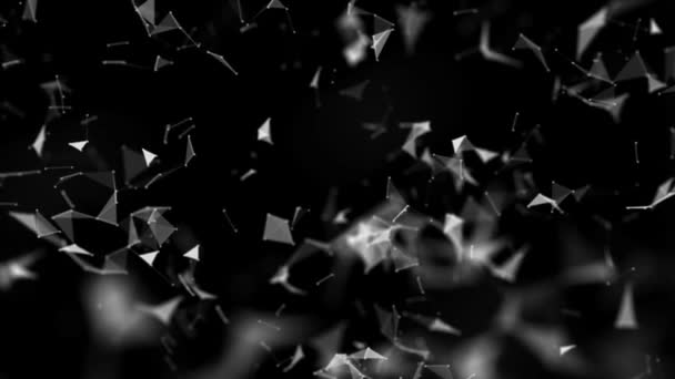 Molécule de fond géométrique graphique et connexion, points cybernétiques blancs, étoiles, lignes. Beau plexus. Composition créative abstraite, papier peint gris, espace. Animation en boucle .