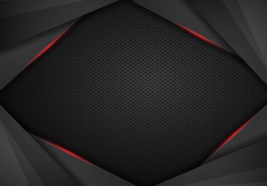 Metalik kırmızı siyah çerçeve düzeni modern teknoloji tasarım şablon arka plan - vektör