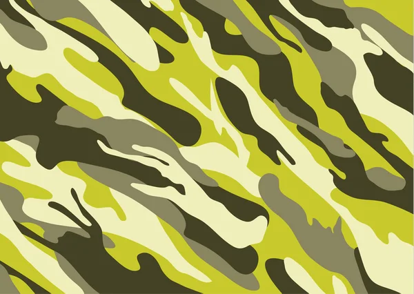 Camouflage Pattern Background Shapes Foliage Branches Yellow Military Army Camo — Stock Vector