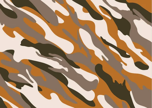 Kamouflage Mönster Bakgrund Former Blad Och Grenar Brown Militära Armén — Stock vektor