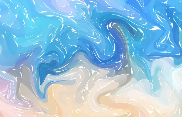 Σύγχρονη Πολύχρωμη Αφίσα Ροής Wave Liquid Σχήμα Μπλε Χρώμα Φόντο — Διανυσματικό Αρχείο